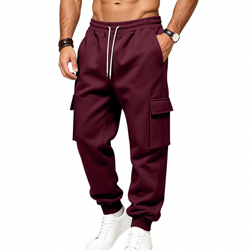Herren Cargo-Jogginghose aus Sweat mit Kordelzug, elastischen Bündchen und großen Klappentaschen Drune