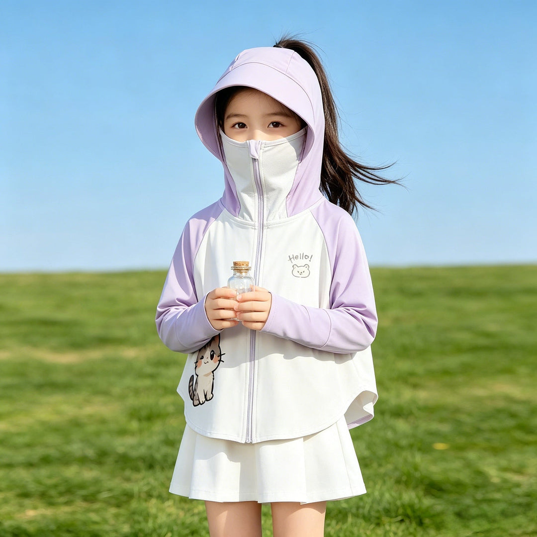 Kinder Sonnenschutzjacke mit Kapuze und atmungsaktivem Stoff Drune