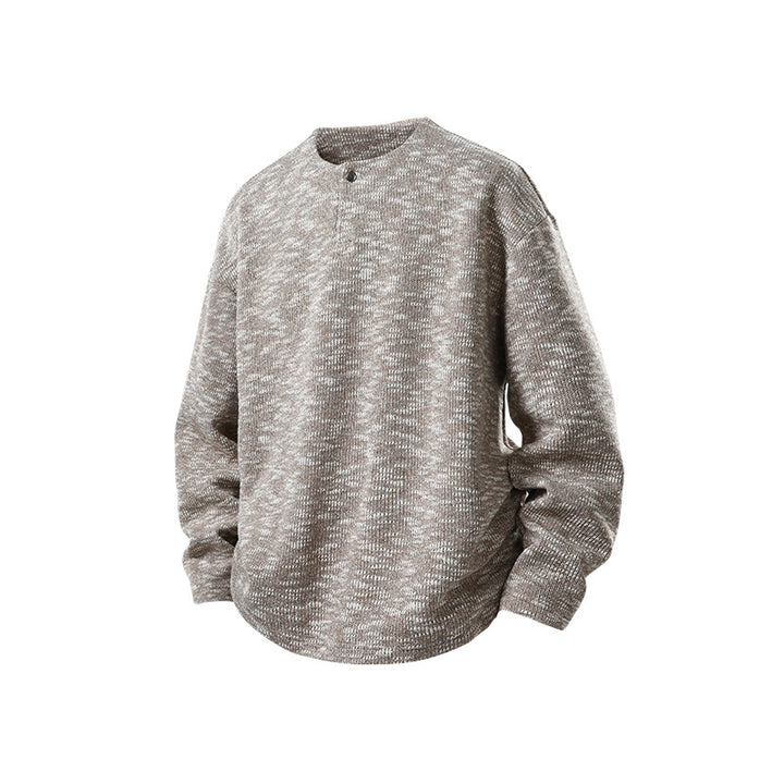 Herren Oversize-Strickpullover im Melange-Look mit Rundhalsausschnitt und gerippten Bündchen Drune