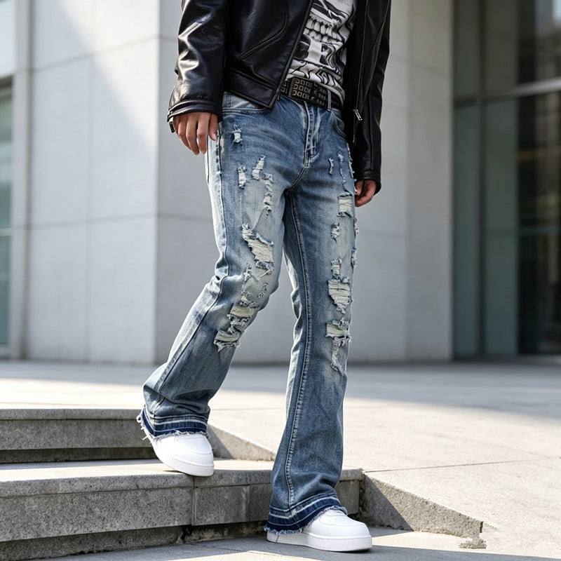 Herren Ripped Slim-Fit Jeans mit modischen Details Drune