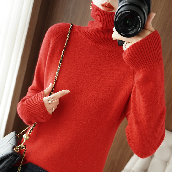 Damen Rollkragenpullover aus weichem Wollmix mit verlängerten Bündchen Drune