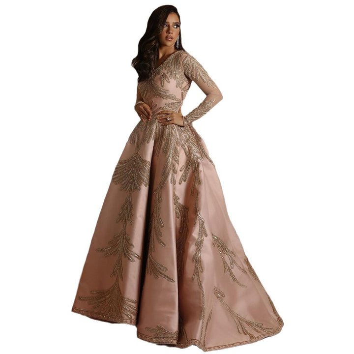 Damen Glamouröses Ballkleid mit feiner Paillettenverzierung und langem Schnitt Drune