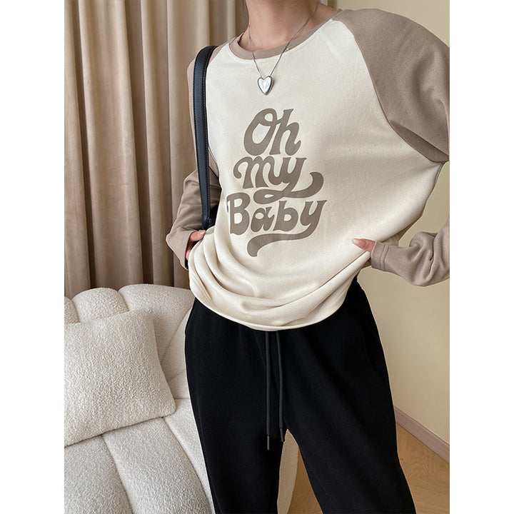 Damen Sweatshirt mit lässigem Schriftzug und langen Ärmeln Drune
