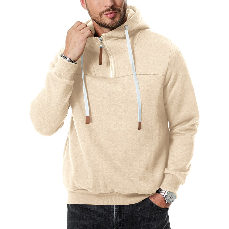 Herren nan Sweat-Halbzip mit strukturierter Innenseite, verstellbarer Kapuze und breitem Rippbund Drune