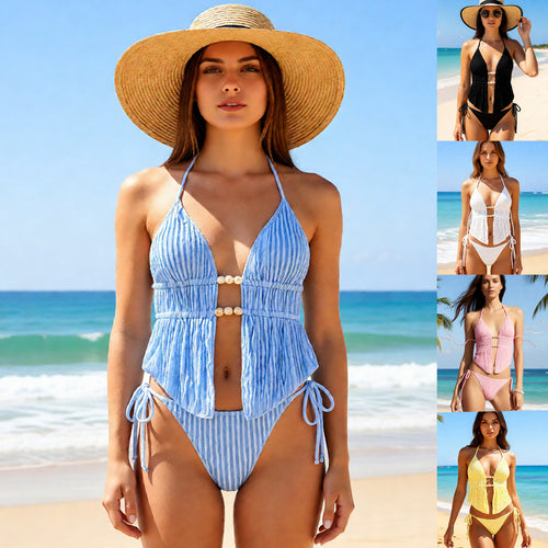 Damen Hochwertiger Ripp-Bikini mit verstellbaren Trägern Drune