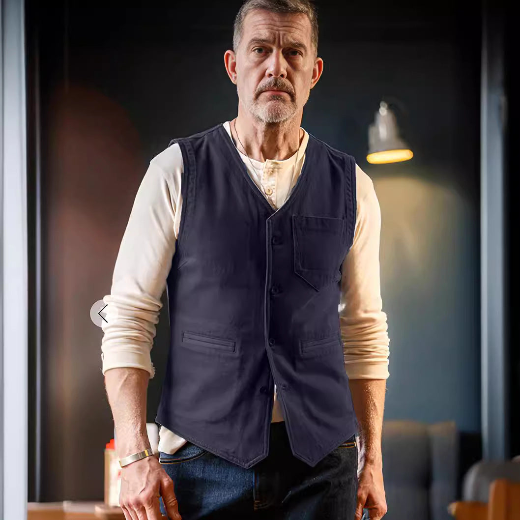 Herren modische Weste im Vintage-Stil mit Taschen Drune