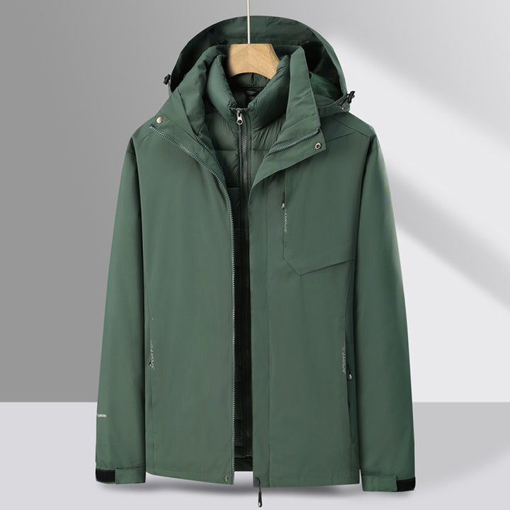 Herren dreiteiliger Übergangsparka mit abnehmbarer gesteppter Innenjacke und wetterfester Softshell-Außenlage Drune