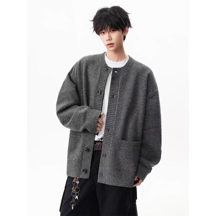 Herren Gemütliche Strickjacke mit Knopfleiste Drune