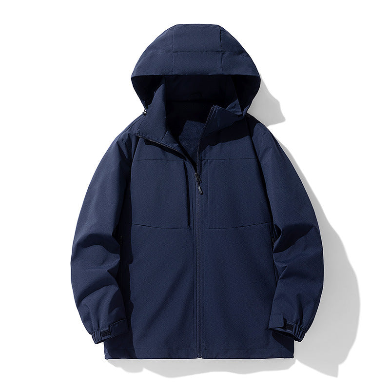 Herren Wasserabweisende Softshell-Outdoorjacke mit Kapuze, atmungsaktivem Netzfutter und verdecktem Reißverschluss Drune