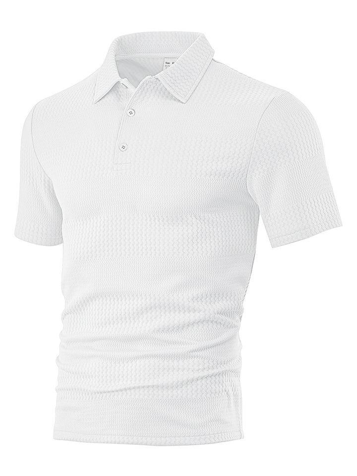 Herren nan körperbetontes Kurzarm-Polo aus elastischem Jacquardstrick mit Hemdkragen Drune