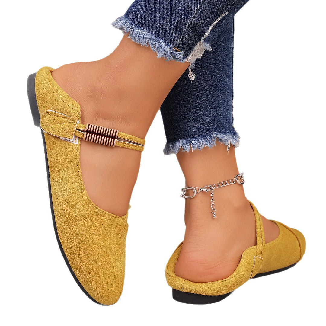 Damen nan flache Mary-Jane Ballerinas aus Veloursimitat mit elastischem Zierband und gepolsterter Komfortinnensohle Drune