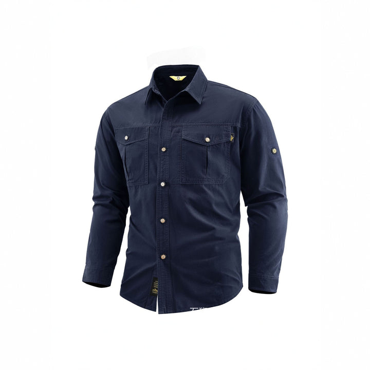 Herren Canvas-Overshirt im Field‑Style mit Brustklappen und durchgehender Knopfleiste Drune