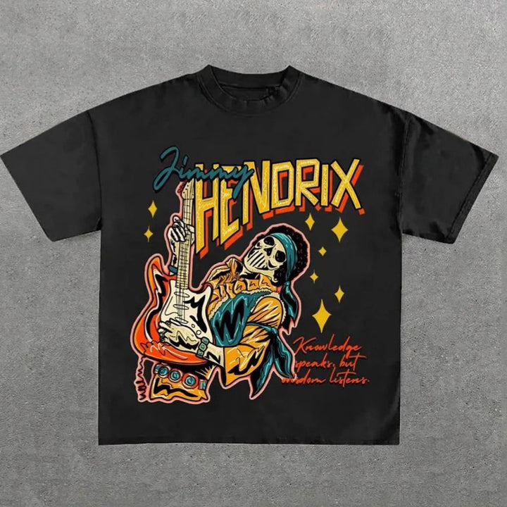 Damen Grafik T-Shirt mit einzigartigem Skelettdesign und kreativem Schriftzug Drune