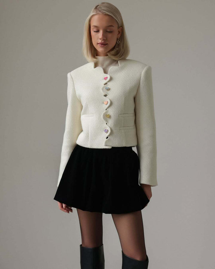 Damen Figurbetonte Jacke mit einzigartigem Knopfdesign Drune