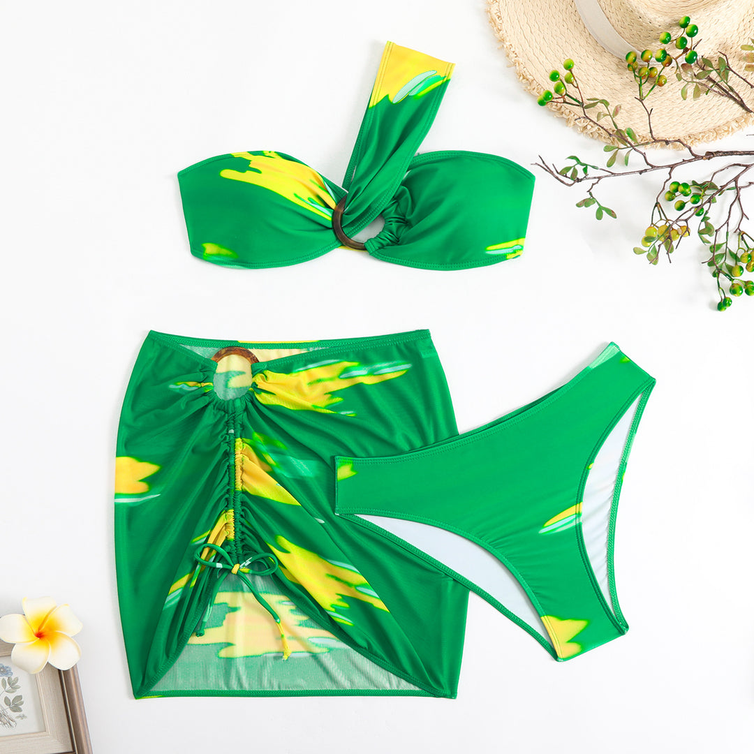 Damen Cropped Bikini-Set mit verspieltem Rüschendesign und elegantem Bindeträgersystem Drune