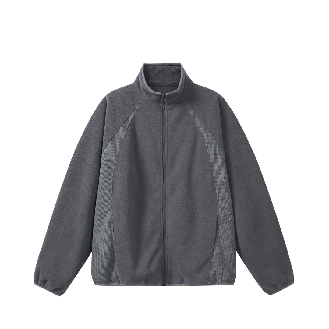 Unisex Fleece-Zippjacke mit Stehkragen und strukturierten Seiteneinsätzen Drune