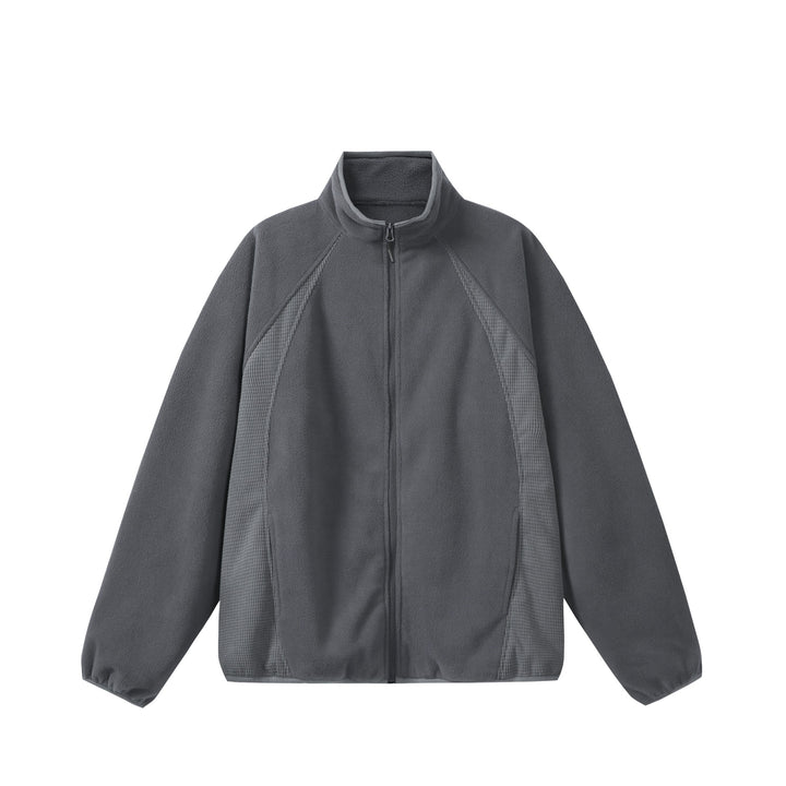 Unisex Fleece-Zippjacke mit Stehkragen und strukturierten Seiteneinsätzen Drune