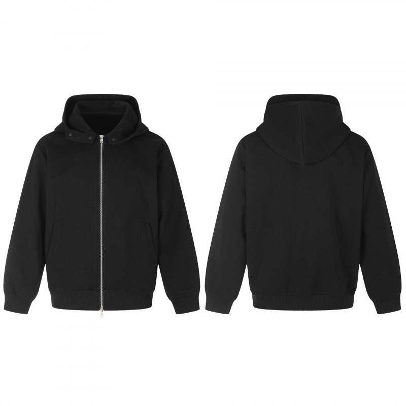 Unisex Boxy-Kapuzenjacke im Minimalstil mit Zwei-Wege-Metallreißverschluss und verdeckten Seitennahttaschen Drune