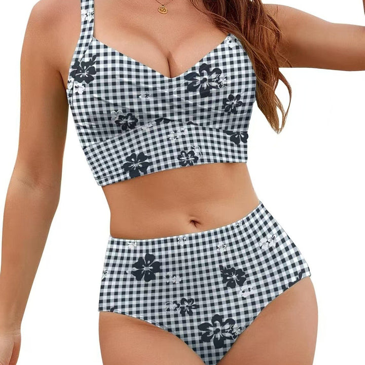 Damen Bikini-Set mit hohem Bund und dekorativem Knotendesign Drune