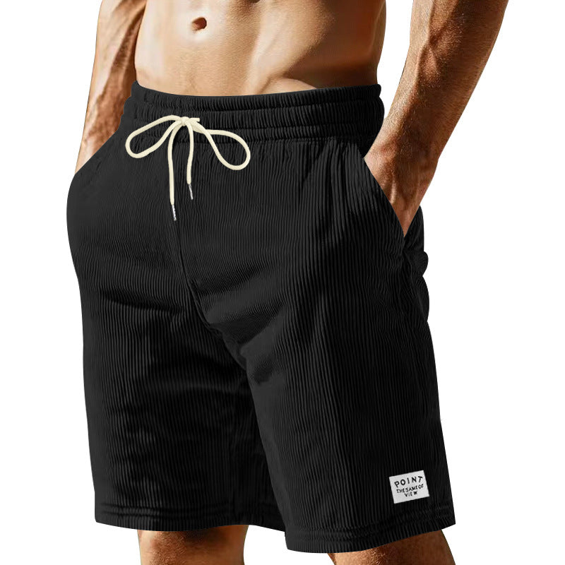 Herren nan knielange Lounge-Shorts im Rippenstrukturjersey mit elastischem Kordelzugbund und aufgesetzten Eingrifftaschen Drune