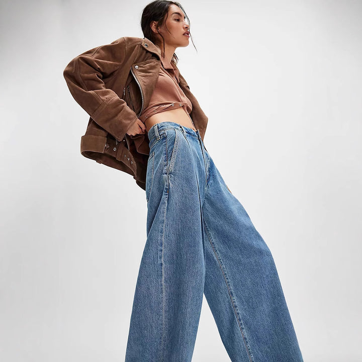 Damen Weite Denim-Hose mit hohem Bund und lässiger Silhouette Drune