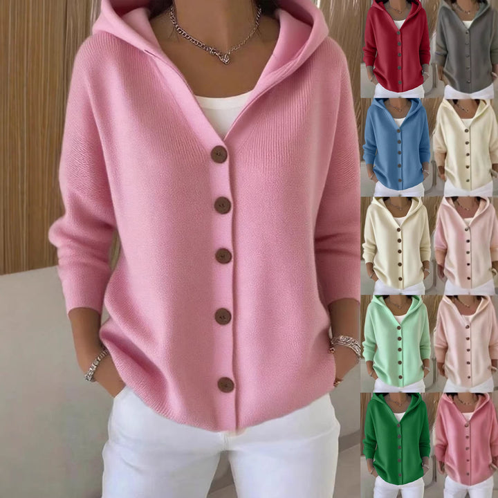 Damen nan Kapuzen-Cardigan mit Knopfleiste und lässiger Oversize-Passform Drune