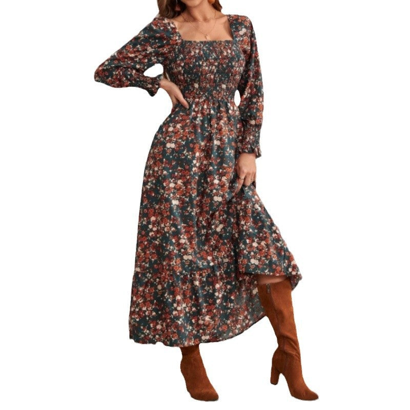 Damen Maxikleid mit Rüschendetails und floralem Design Drune