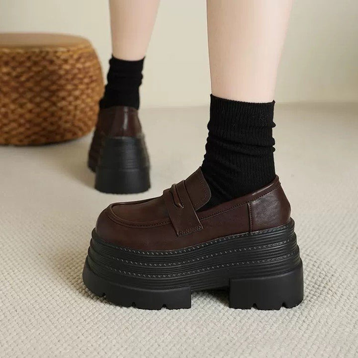 Damen Chunky Mokassins mit dämpfendem Plateau und modischem Riemendesign Drune