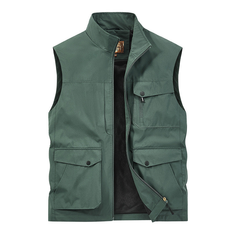 Herren Outdoor-Utilityweste mit Multitaschen, Reißverschluss und Meshfutter Drune