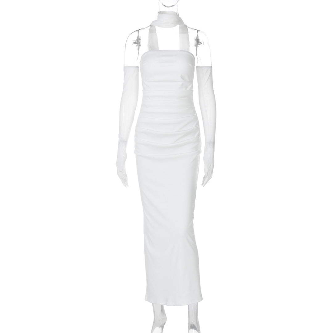 Damen Elegantes schulterfreies Abendkleid mit Flügelärmeln Drune