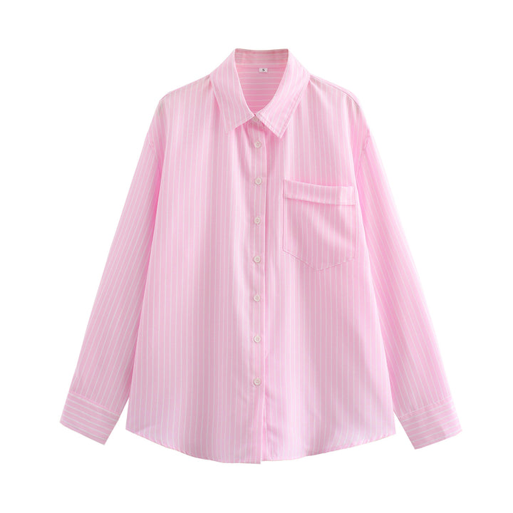 Damen nan lockere Oversize-Hemdbluse mit klassischem Kragen, durchgehender Knopfleiste und abgerundetem Saum Drune