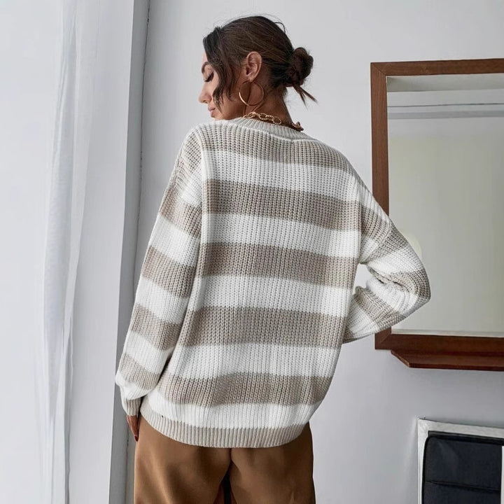 Damen lässiger Strickpullover im modernen Waffelmuster Drune
