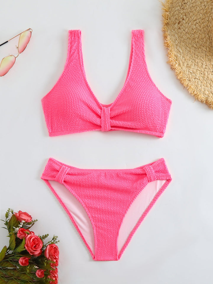 Femme Strukturierter Hochgeschnittener Bikini-Set Drune