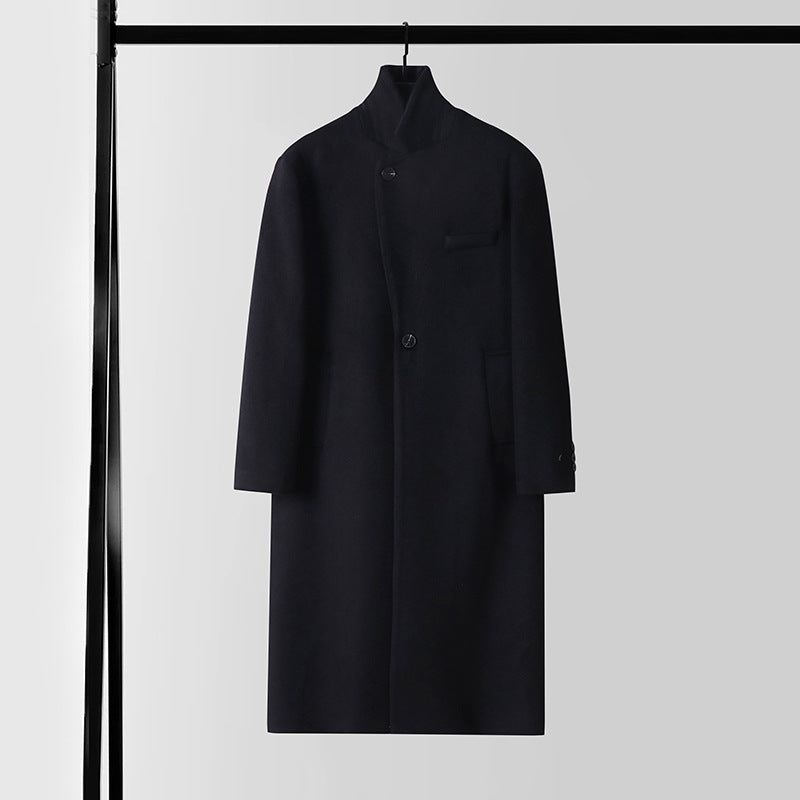Herren Eleganter Longcoat aus Wollmix mit schmaler Silhouette und Ein-Knopf‑Verschluss Drune