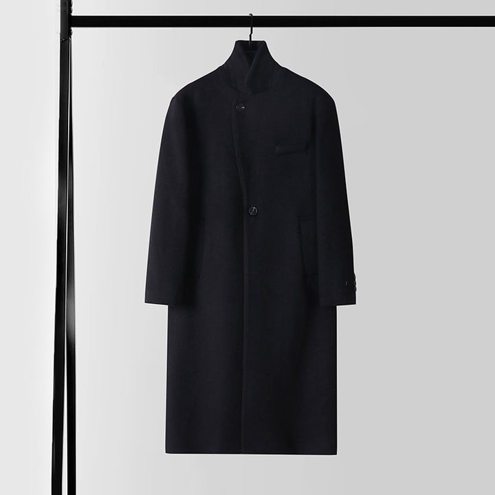Herren Eleganter Longcoat aus Wollmix mit schmaler Silhouette und Ein-Knopf‑Verschluss Drune