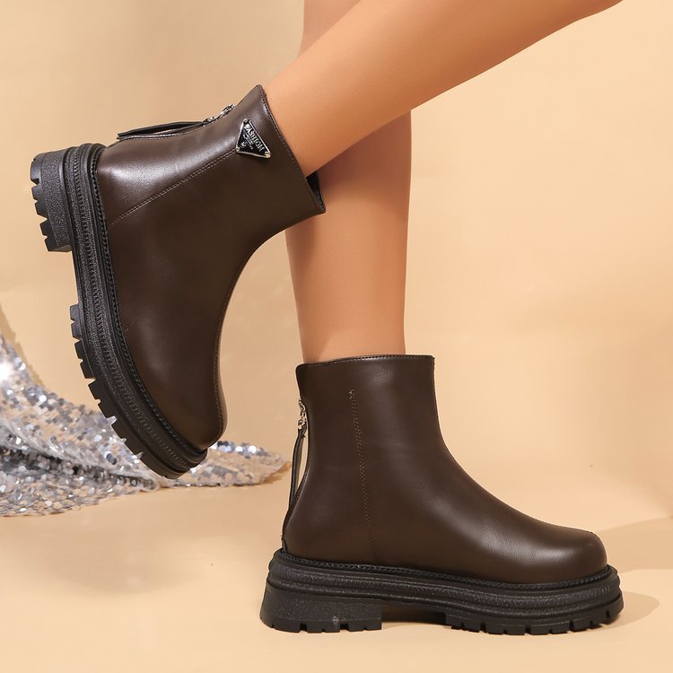 Damen Stiefeletten mit robustem Gummiprofil und modischem Reißverschluss Drune