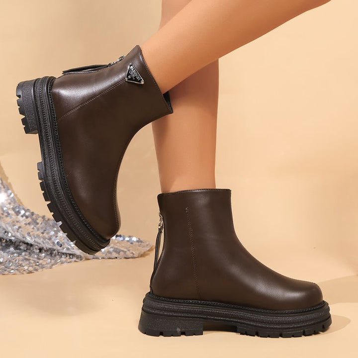 Damen Stiefeletten mit robustem Gummiprofil und modischem Reißverschluss Drune