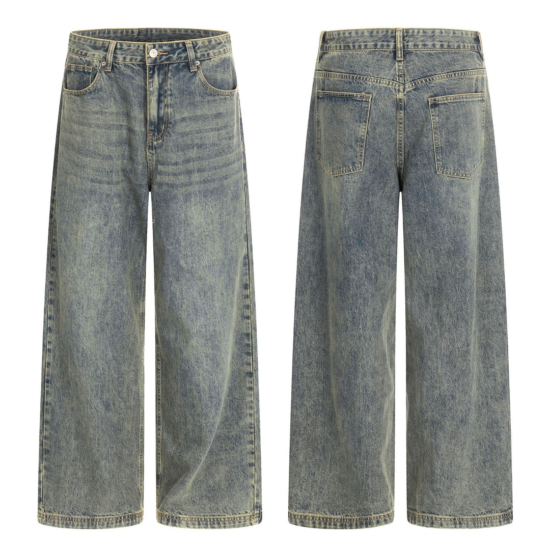 Damen Hochtaillierte Cropped-Denim‑Culotte mit weitem Bein und Used‑Finish Drune