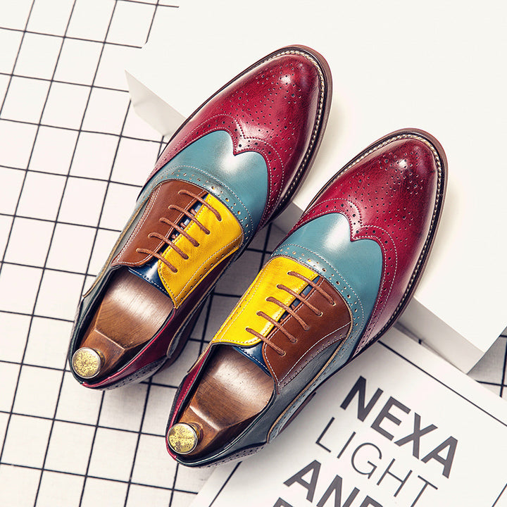 Herren handgefertigte Brogue-Lederschuhe mit mehrfarbiger Patina und perforierten Details Drune