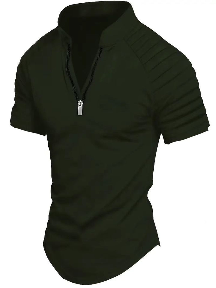 Herren sportliches Funktionsshirt mit halbem Reißverschluss und Rippdetails Drune