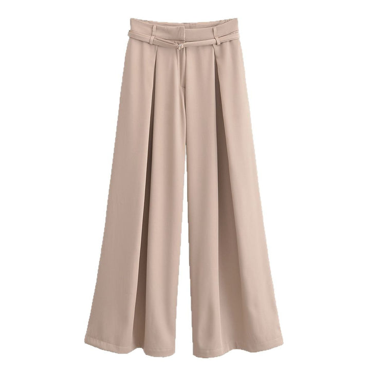 Damen Palazzo-Hose mit Bundfalten, extra weitem Bein und feinem Bindegürtel Drune