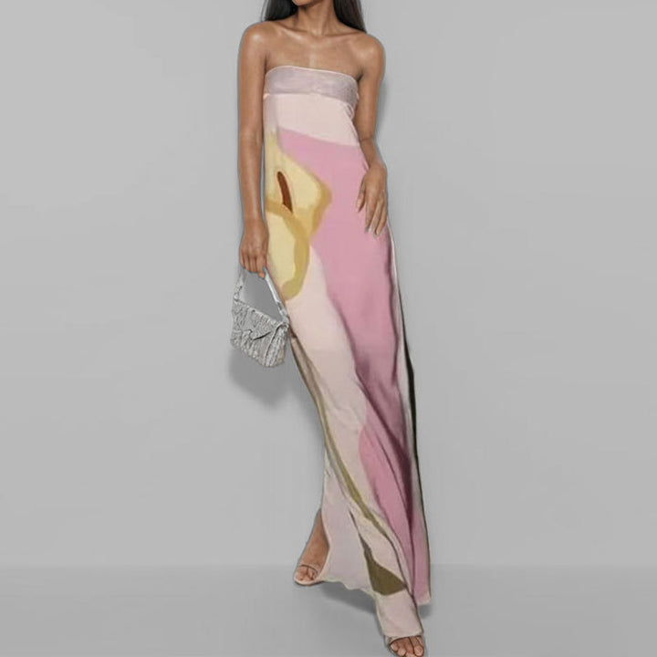 Damen Maxi-Kleid im modernen Kunststil Drune