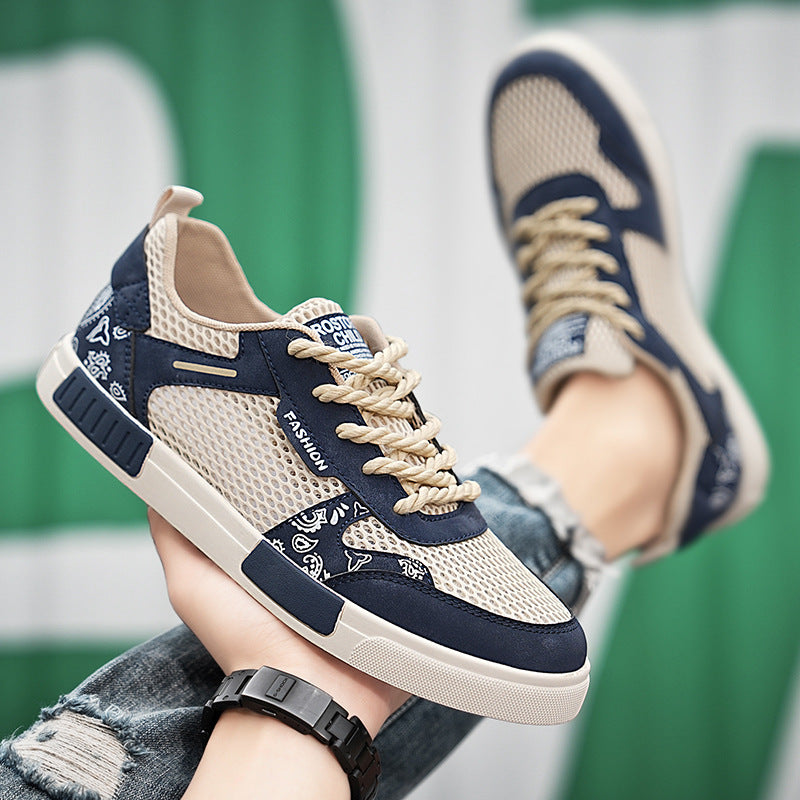 Unisex atmungsaktive Freizeit-Sneaker mit luftigen Mesh-Einsätzen und Bandana-Muster Drune