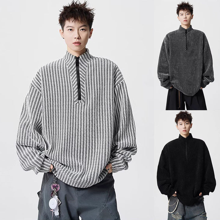 Damen Oversized Sweatshirt mit Stehkragen Drune