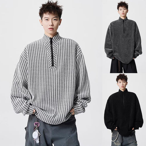 Damen Oversized Sweatshirt mit Stehkragen Drune
