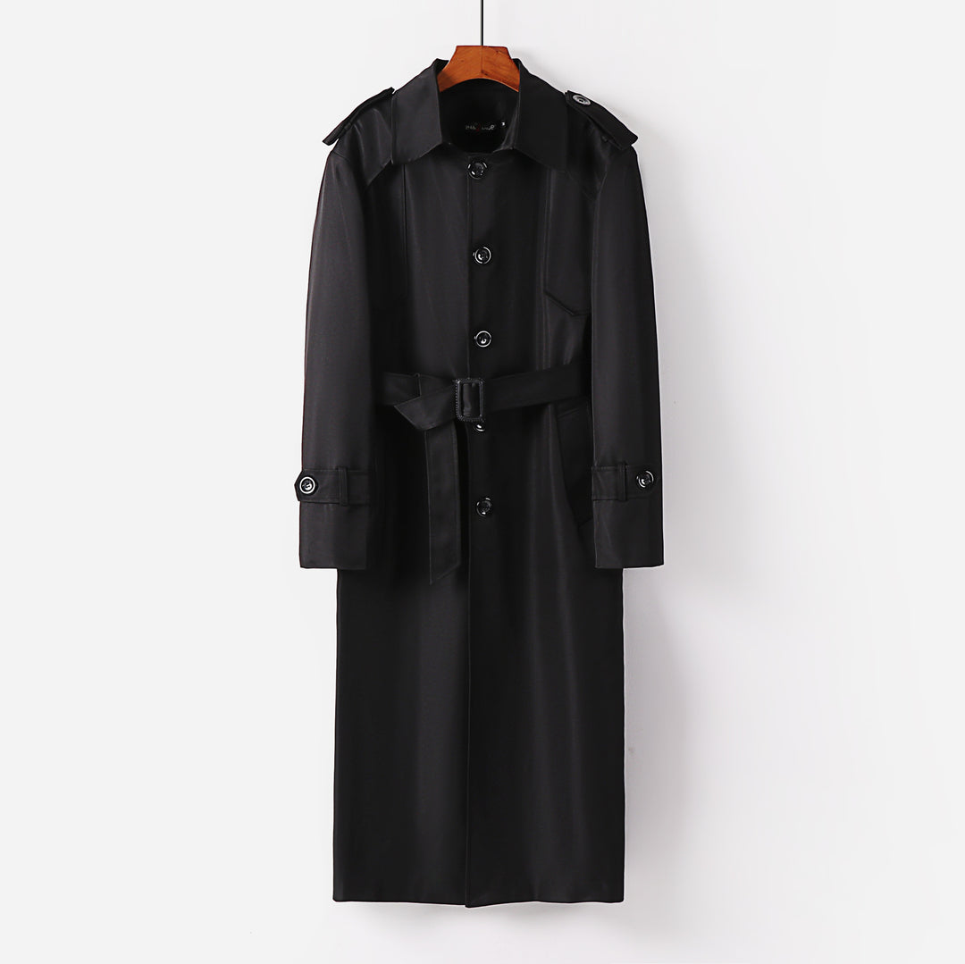 Damen Langer klassischer Trenchcoat mit Schulterpatten, Knopfverschluss und verstellbaren Manschetten Drune