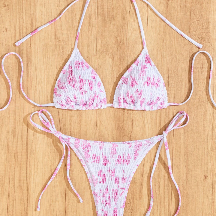 Damen Triangel-Bikini mit verspieltem Leo-Design und verstellbaren Bändern Drune