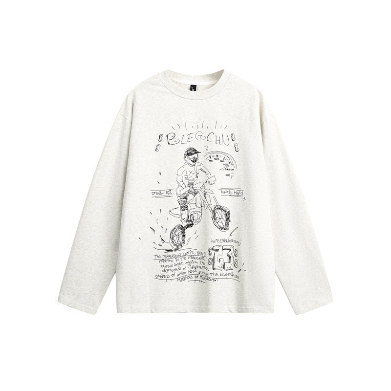 Unisex Oversize-Langarmshirt mit illustrativem Bike-Print und entspannter Silhouette Drune