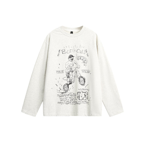 Unisex Oversize-Langarmshirt mit illustrativem Bike-Print und entspannter Silhouette Drune