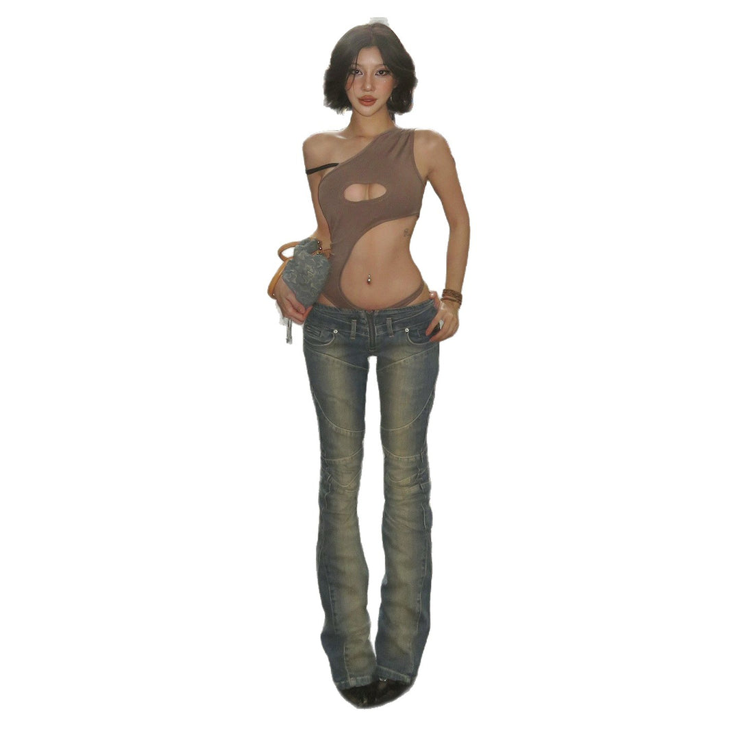 Damen Bootcut Jeans mit modischem Schnitt und stylishen Distressed-Details Drune